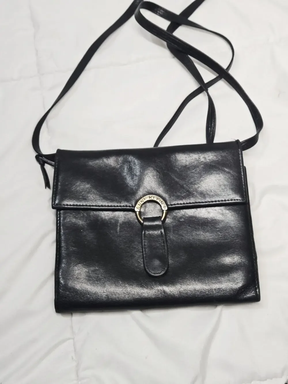 Hobo Vtg Black Genuine Leather Crossbody Anne Klein Boho Inde Retro Grunge 90's